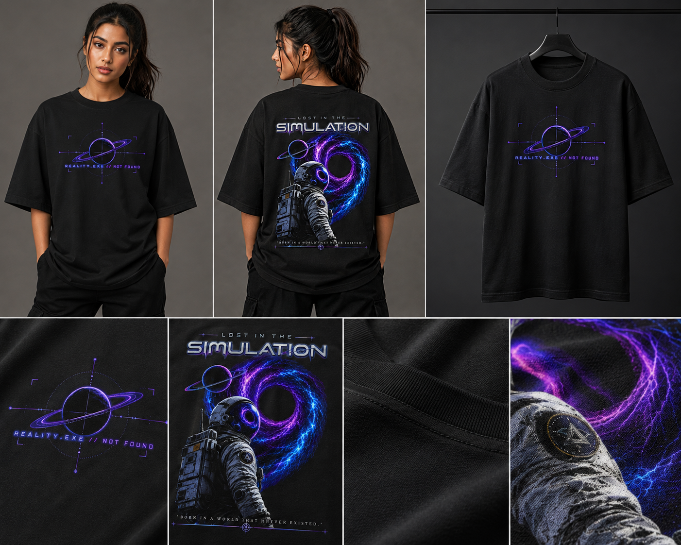 CYBER COSMOS // "LOST IN THE SIMULATION" Heavyweight Oversized Tee